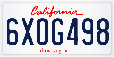 CA license plate 6XOG498