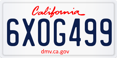 CA license plate 6XOG499
