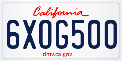 CA license plate 6XOG500