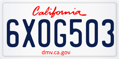 CA license plate 6XOG503