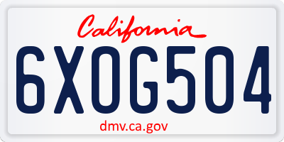 CA license plate 6XOG504