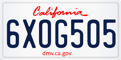 CA license plate 6XOG505
