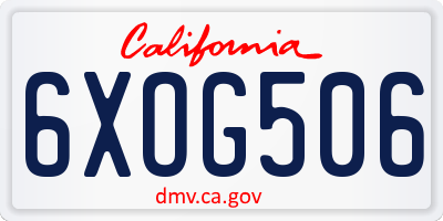 CA license plate 6XOG506