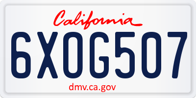 CA license plate 6XOG507