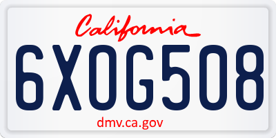 CA license plate 6XOG508