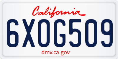 CA license plate 6XOG509