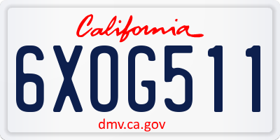 CA license plate 6XOG511
