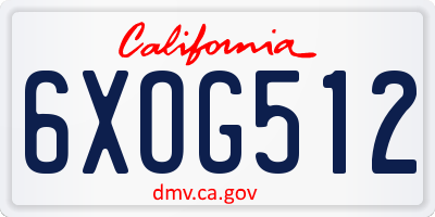 CA license plate 6XOG512