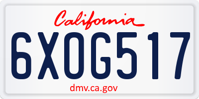 CA license plate 6XOG517