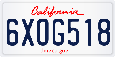 CA license plate 6XOG518