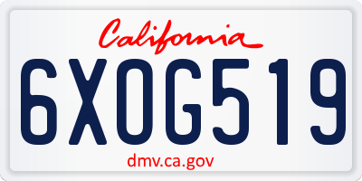 CA license plate 6XOG519