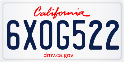 CA license plate 6XOG522