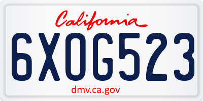 CA license plate 6XOG523