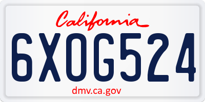 CA license plate 6XOG524