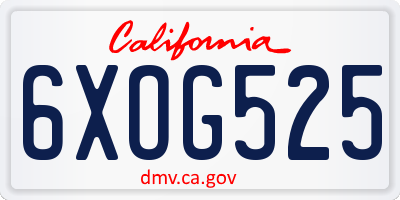 CA license plate 6XOG525