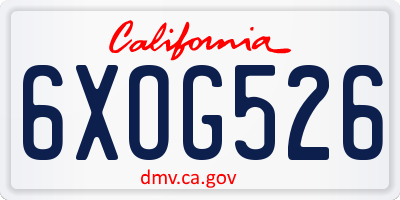 CA license plate 6XOG526