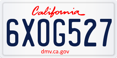 CA license plate 6XOG527