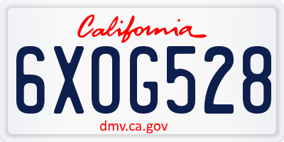 CA license plate 6XOG528