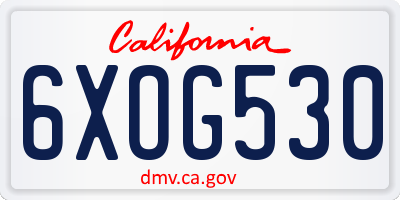 CA license plate 6XOG530