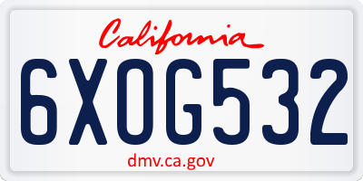 CA license plate 6XOG532