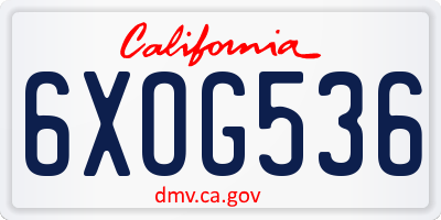 CA license plate 6XOG536