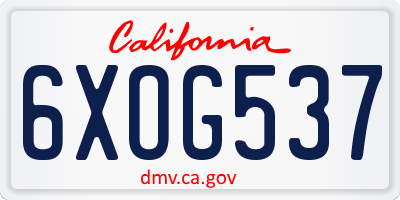 CA license plate 6XOG537