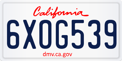 CA license plate 6XOG539