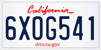 CA license plate 6XOG541