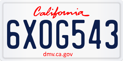 CA license plate 6XOG543