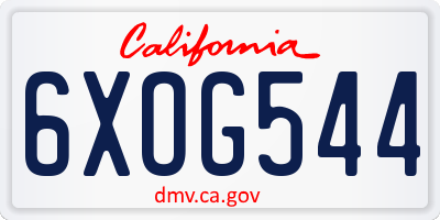 CA license plate 6XOG544