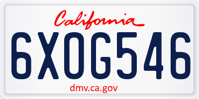 CA license plate 6XOG546