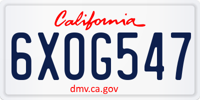 CA license plate 6XOG547