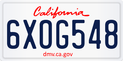 CA license plate 6XOG548