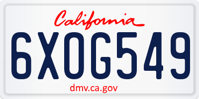 CA license plate 6XOG549