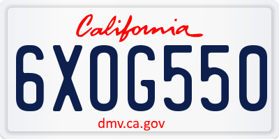CA license plate 6XOG550