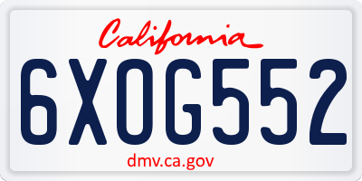 CA license plate 6XOG552