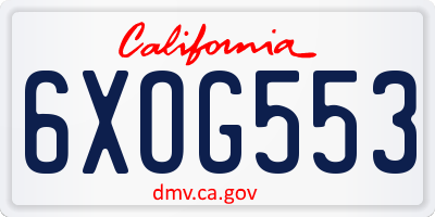 CA license plate 6XOG553