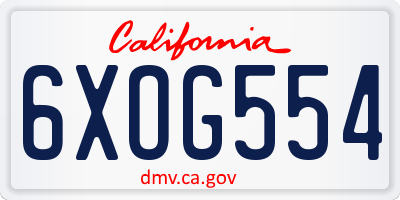 CA license plate 6XOG554