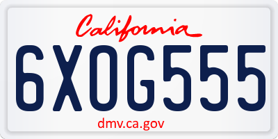CA license plate 6XOG555