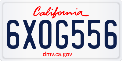 CA license plate 6XOG556