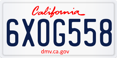 CA license plate 6XOG558