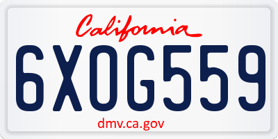 CA license plate 6XOG559
