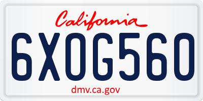 CA license plate 6XOG560