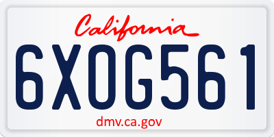CA license plate 6XOG561