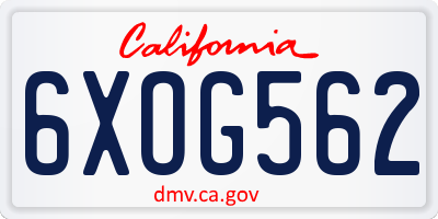 CA license plate 6XOG562