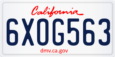 CA license plate 6XOG563
