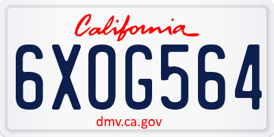 CA license plate 6XOG564