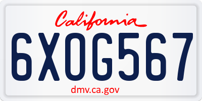 CA license plate 6XOG567