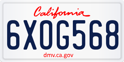 CA license plate 6XOG568