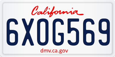 CA license plate 6XOG569